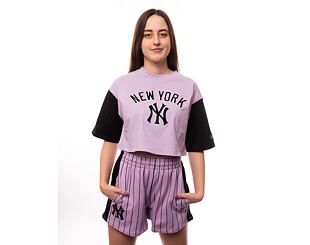Dámské triko New Era MLB Lifestyle Crop Tee New York Yankees - Pastel Lilac / Black