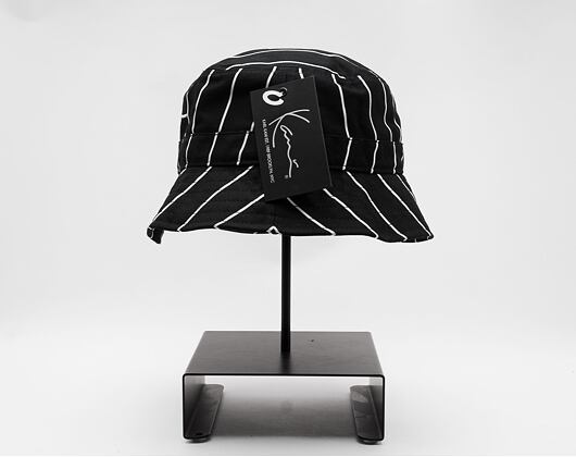Klobouk Karl Kani Signature Pinstripe Bucket Hat black/white