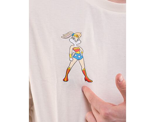 Triko New Era Superhero × Looney Tunes Character Oversized Tee Off White
