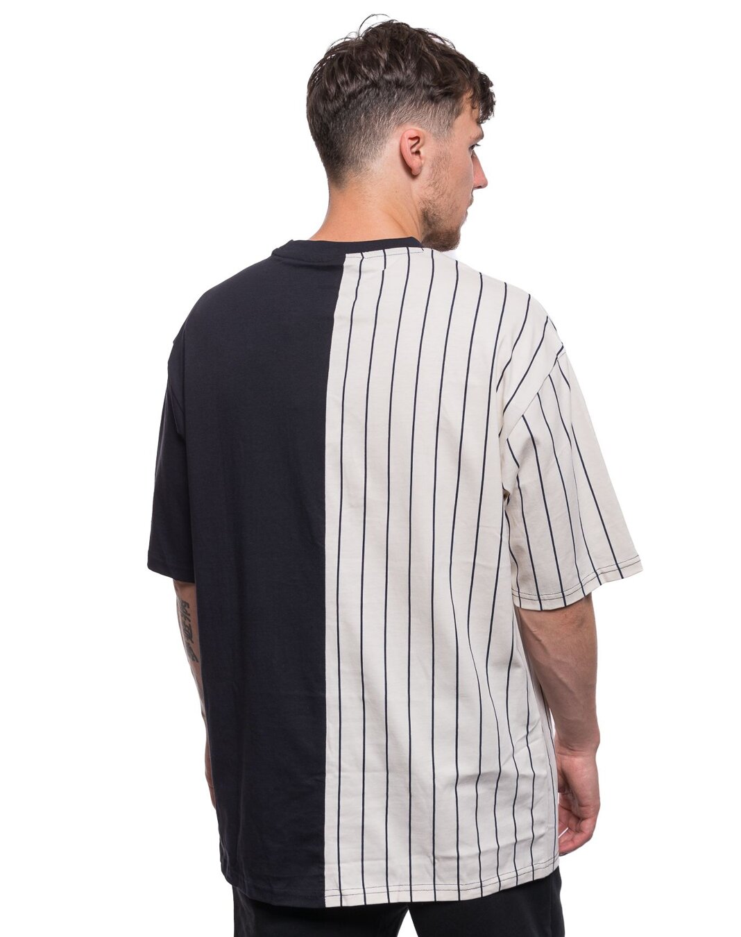 New Era NY Yankees MLB Half Striped T-Shirt Blue,White
