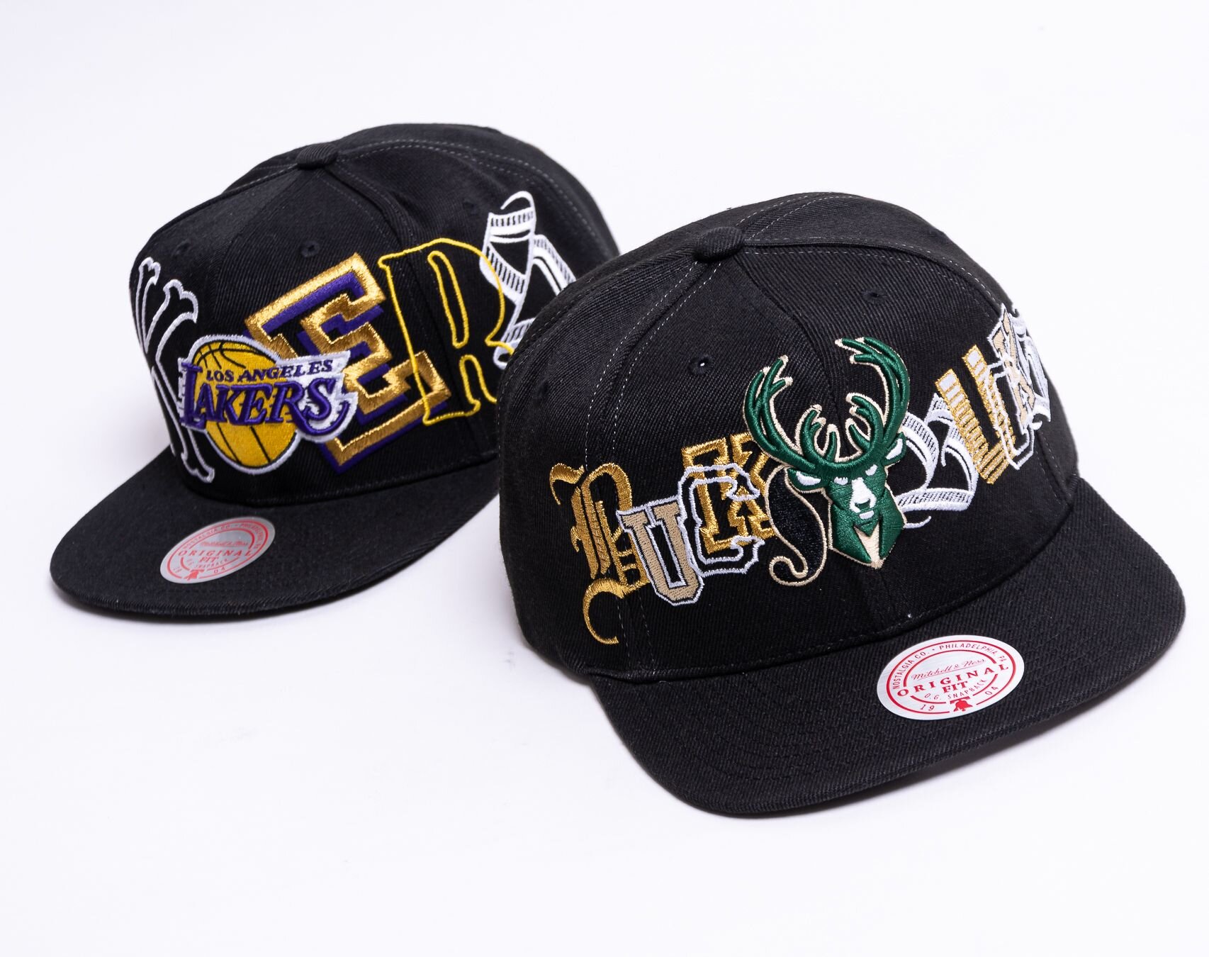 Mitchell & Ness Los Angeles Lakers Black Hype Type Snapback Hat