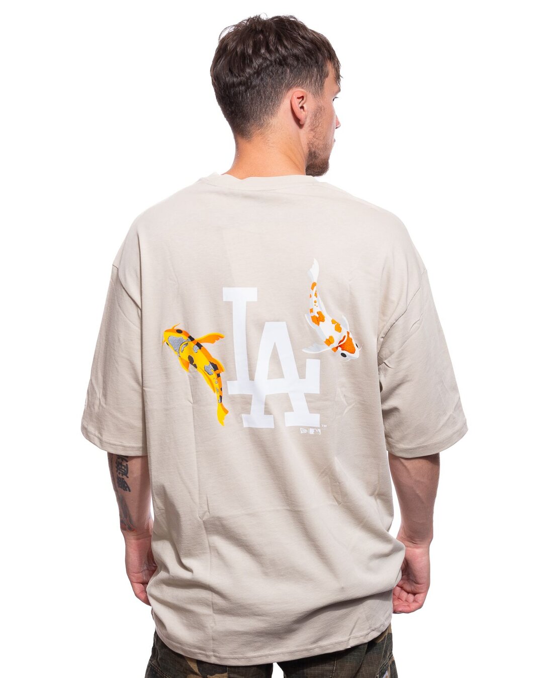 LA Dodgers MLB Fish Graphic Oversized Stone T-Shirt