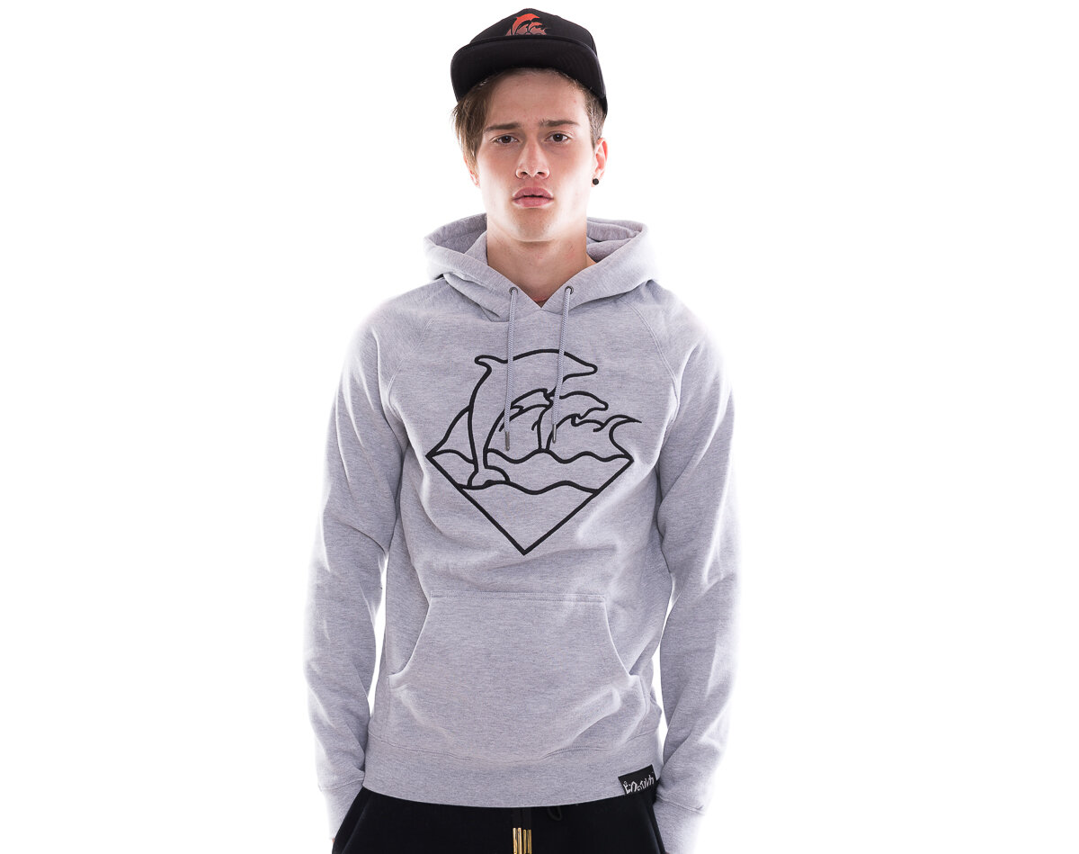 Mikina s kapuci Pink Dolphin Waves Hoodie Grey Snapbacks