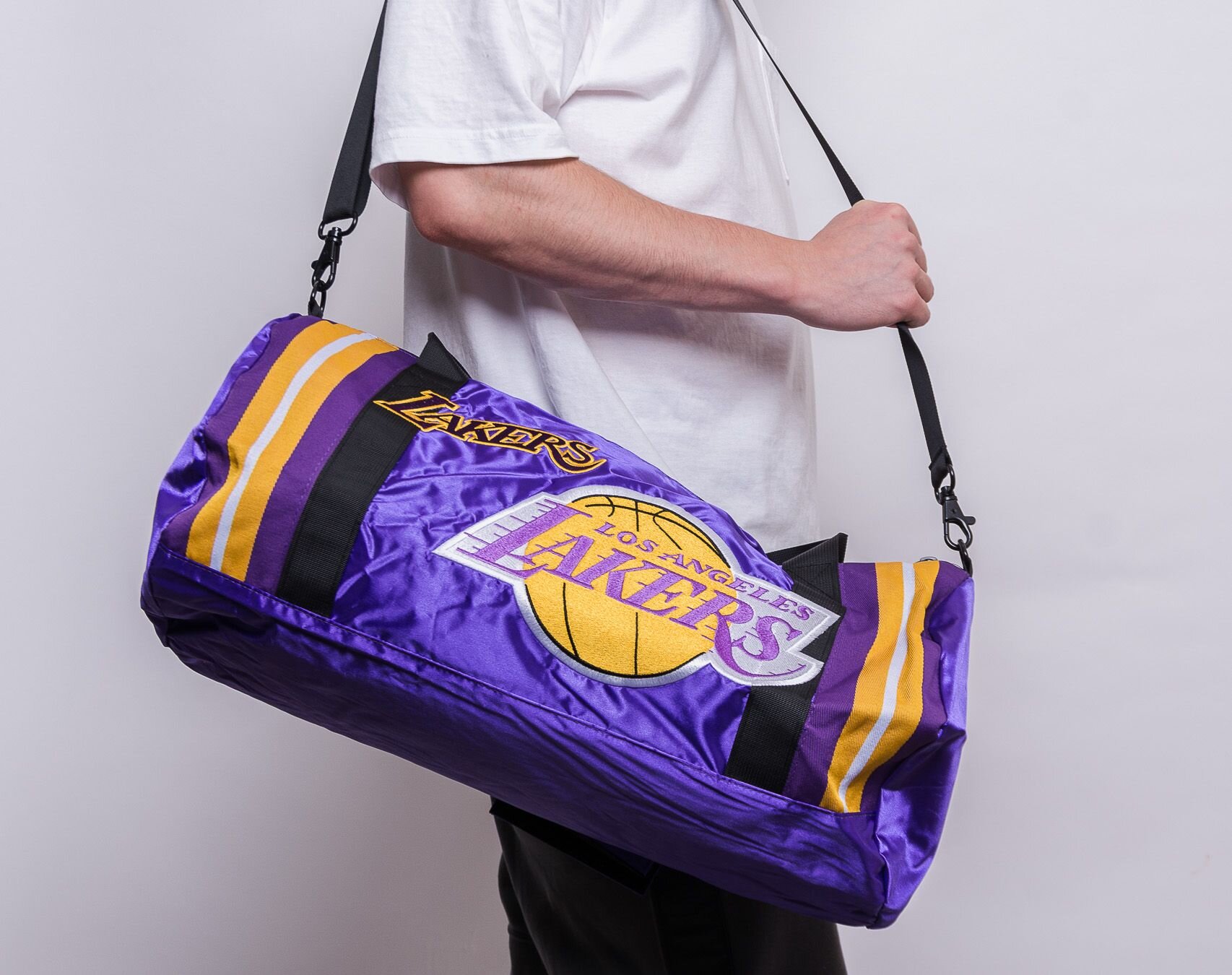 Mitchell & Ness Los Angeles Lakers Hardwood Classics Satin Duffel Bag