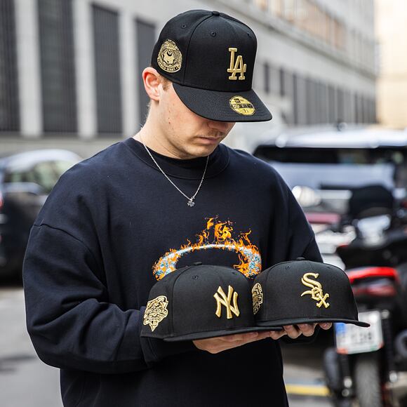 Kšiltovka New Era - 59FIFTY MLB Coops Metallic - Chicago White Sox - Black / Gold