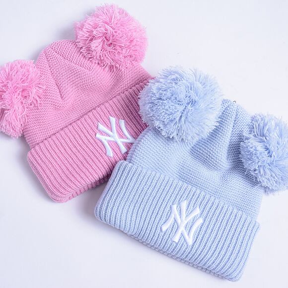 Dětský kulich New Era - Medium Knit Double Pom Beanie - NY Yankees - Pastel Blue