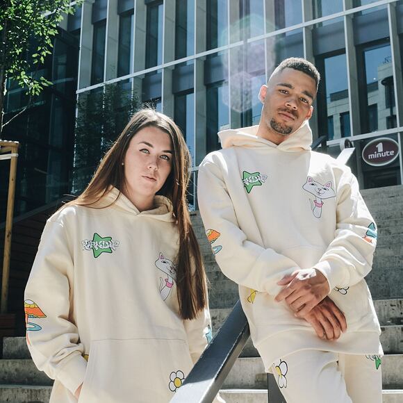 Tepláky RIP N DIP Shroom Mania Sweatpants Bone Mineral Wash