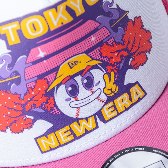 Kšiltovka New Era - 9FORTY Trucker Graphic Print - Tokyo - Pink