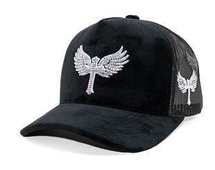 Kšiltovka Reflection Luxury Velvet Rhinostones Black / White