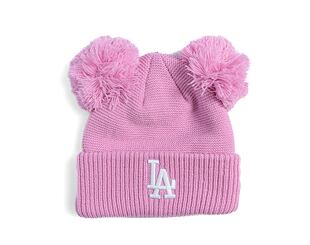 Dámský kulich New Era - Medium Knit Double Pom Beanie - LA Dodgers - Pastel Pink / White