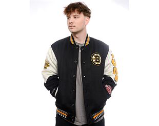 Bunda Mitchell & Ness - Team History Varsity Jacket Current Logo - Boston Bruins - Black