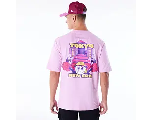 Triko New Era - Location Graphic Oversized Tee - Pastel Pink / White