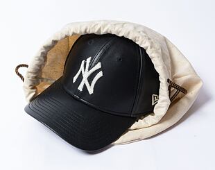 Kšiltovka New Era - 9FORTY Leather - NY Yankees - Black / Off White