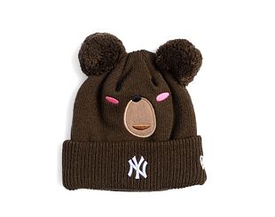 Dětský kulich New Era - Medium Knit Animal Pom Beanie - NY Yankees - Walnut