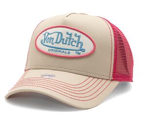 Kšiltovka Von Dutch Trucker Boston - Stone/Pink