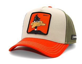 Kšiltovka Capslab - Trucker Looney Tunes - Daffy Duck - Cream / Olive / Orange