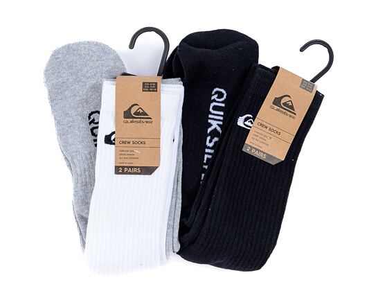 Balení dvou párů ponožek Quiksilver Basic Crew Socks White/Grey