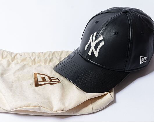 Kšiltovka New Era - 9FORTY Leather - NY Yankees - Black / Off White