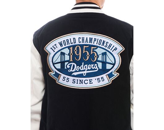 Bunda New Era - Patch Varsity Jacket - LA Dodgers - Black / White