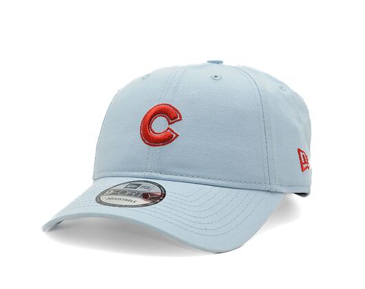 Kšiltovka New Era - 9FORTY Summer Washed - Chicago Cubs - Pastel Blue / Scarlet