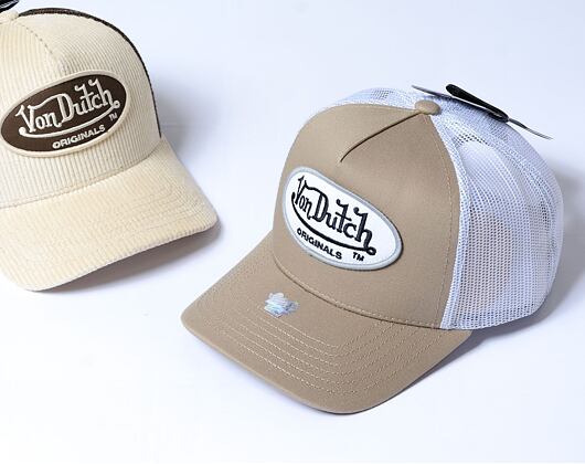 Kšiltovka Von Dutch Boston Trucker Cotton Twill Mocha/White