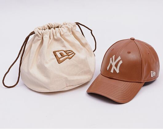 Kšiltovka New Era - 9FORTY MLB Leather - NY Yankees - Brown / White