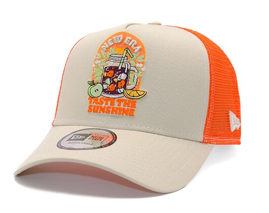 Kšiltovka New Era - Summer Patch 9FORTY Trucker - Stone / Orange