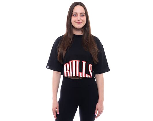 Dámské Triko New Era NBA Team Wordmark Crop Tee Chicago Bulls - Black / White