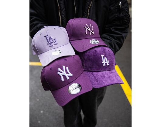 Kšiltovka New Era - 9FORTY MLB Cord - LA Dodgers - Purple / White