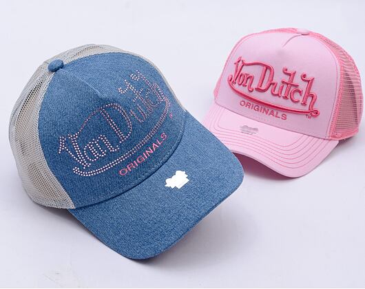 Kšiltovka Von Dutch - Trucker Fargo - Caps - Cot Twill Denim - Blue/ Pink