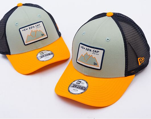 Dětská Kšiltovka New Era - Outdoor 9FORTY TRUCKER - Mint Green / Papaya Orange