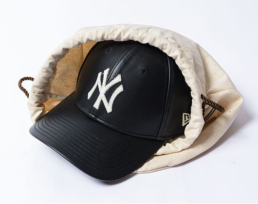 Kšiltovka New Era - 9FORTY Leather - NY Yankees - Black / Off White