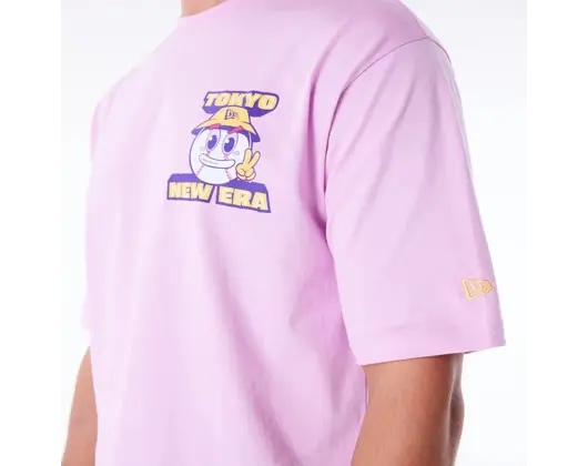 Triko New Era - Location Graphic Oversized Tee - Pastel Pink / White