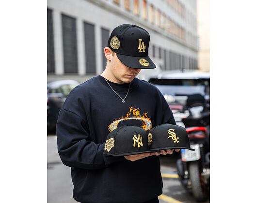 Kšiltovka New Era - 59FIFTY MLB Coops Metallic - LA Dodgers - Black / Gold