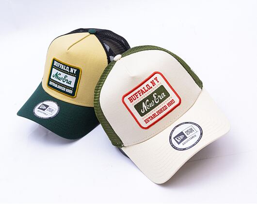 Kšiltovka New Era - Patch 9FORTY Trucker - Cream / New Olive