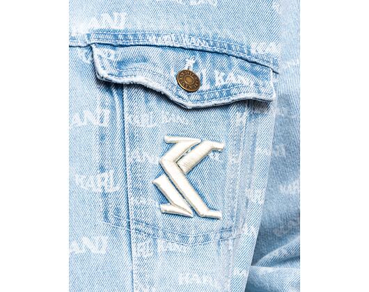 Bunda Karl Kani OG Denim Wavy Print Trucker Jacket bleached blue