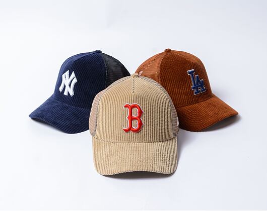 Kšiltovka New Era - 9FORTY Trucker Cord - Boston Red Sox - Beige