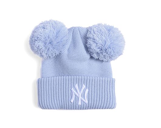 Dětský kulich New Era - Medium Knit Double Pom Beanie - NY Yankees - Pastel Blue