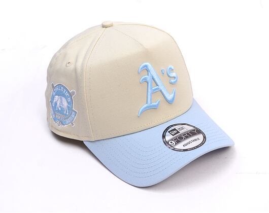 Kšiltovka New Era - MLB Cream & Patch 9FORTY A-Frame - Oakland Athletics - Cream / Pastel Blue