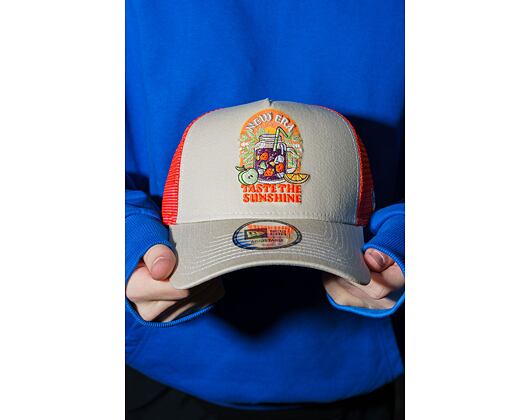 Kšiltovka New Era - Summer Patch 9FORTY Trucker - Stone / Orange