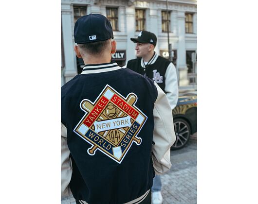 Bunda New Era - Patch Varsity Jacket - NY Yankees - Navy / Cream