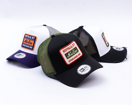 Kšiltovka New Era - Buffalo Patch 9FORTY Trucker - Black / New Olive