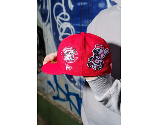 Kšiltovka New Era - MLB Image Drop - All Over Print 59FIFTY - Cincinnati Reds - Scarlet