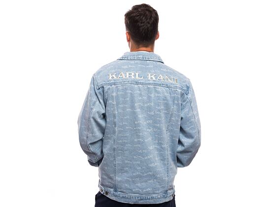 Bunda Karl Kani OG Denim Wavy Print Trucker Jacket bleached blue