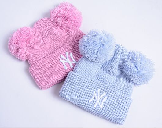 Dětský kulich New Era - Medium Knit Double Pom Beanie - NY Yankees - Pastel Blue