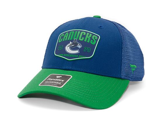 Kšiltovka Fanatics - Vancouver Canucks - A/CAP Structured Adjustable Meshback - Blue Cobalt/Kelly Gr