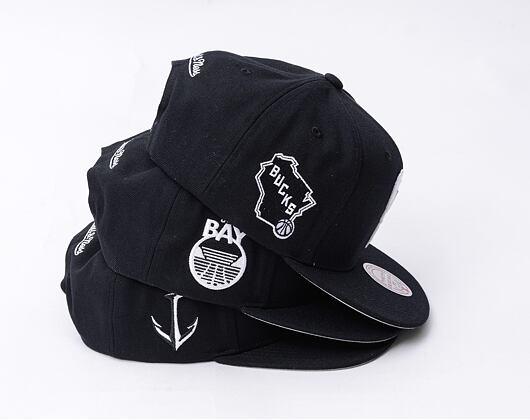 Kšiltovka Mitchell & Ness - Evergreen Black/White Snapback - Milwaukee Bucks - Black