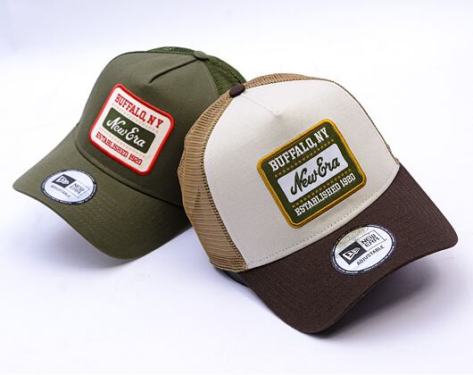 Kšiltovka New Era - Patch Canvas 9FORTY Trucker - Stone / Brown