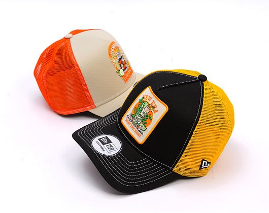 Kšiltovka New Era - Summer Patch 9FORTY Trucker - Black / Grilled Yellow