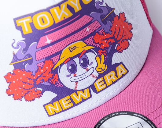 Kšiltovka New Era - 9FORTY Trucker Graphic Print - Tokyo - Pink